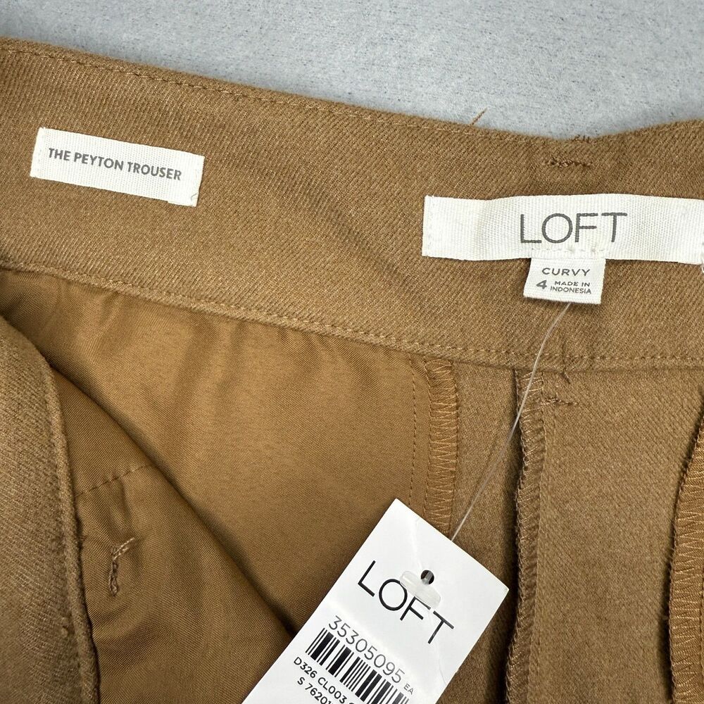 LOFT The Peyton Trouser Camel Tan Wide Leg Pleated High Rise Pants Size 4 NEW - Picture 4 of 11